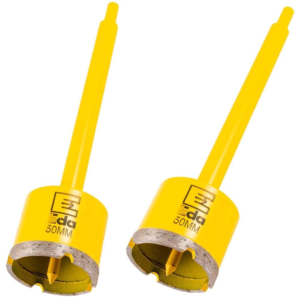 Kit 2 Serras Copo Diamantada 50Mm Haste E Guia