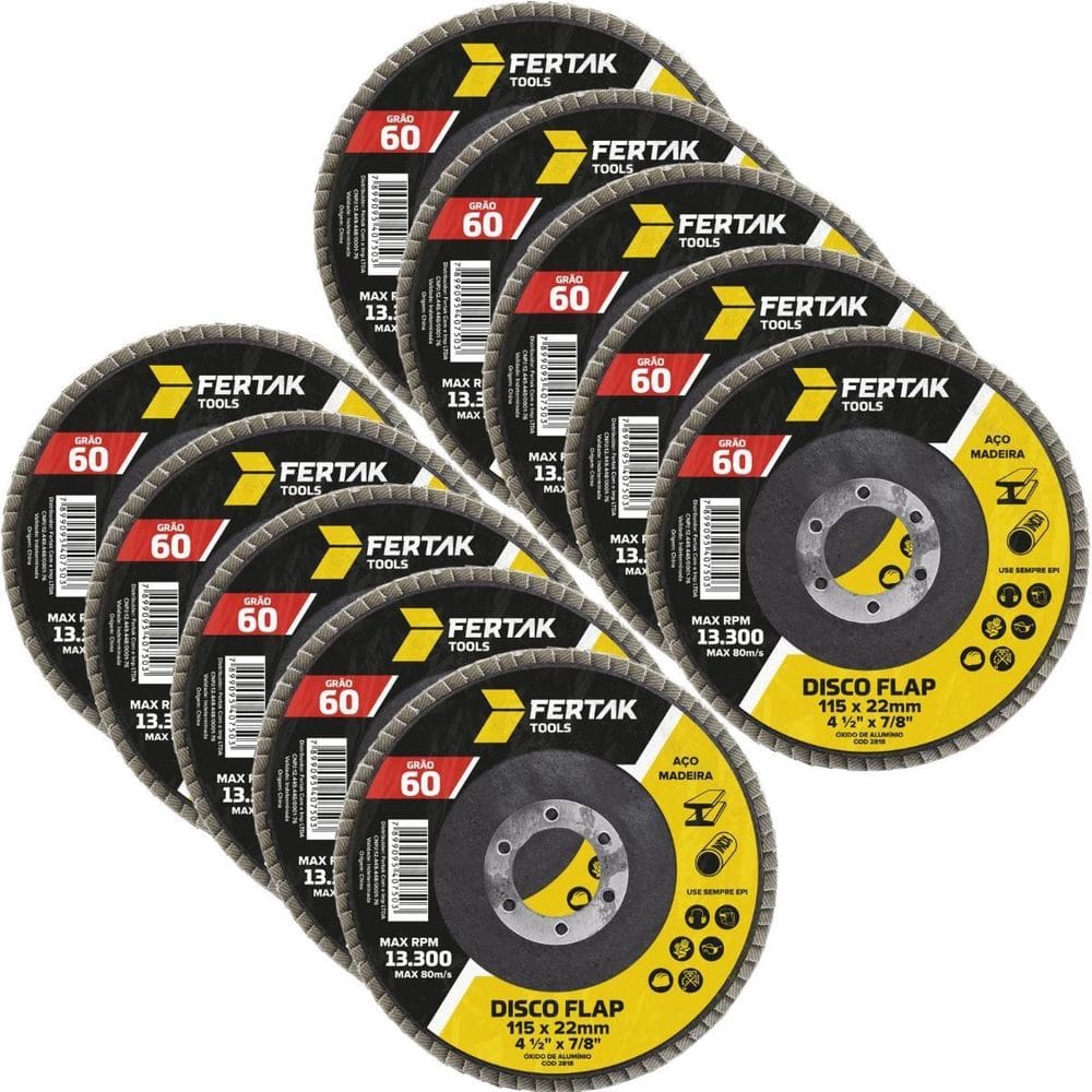 Disco Lixa Flap 115Mm Grão 60 Madeira Aço Desbaste 10 Un