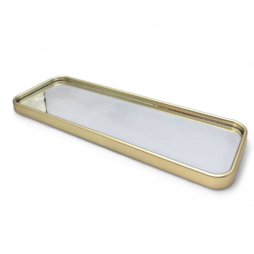 Bandeja Fina Espelhada Decorativa Dourada Sala Lavabo 30cm