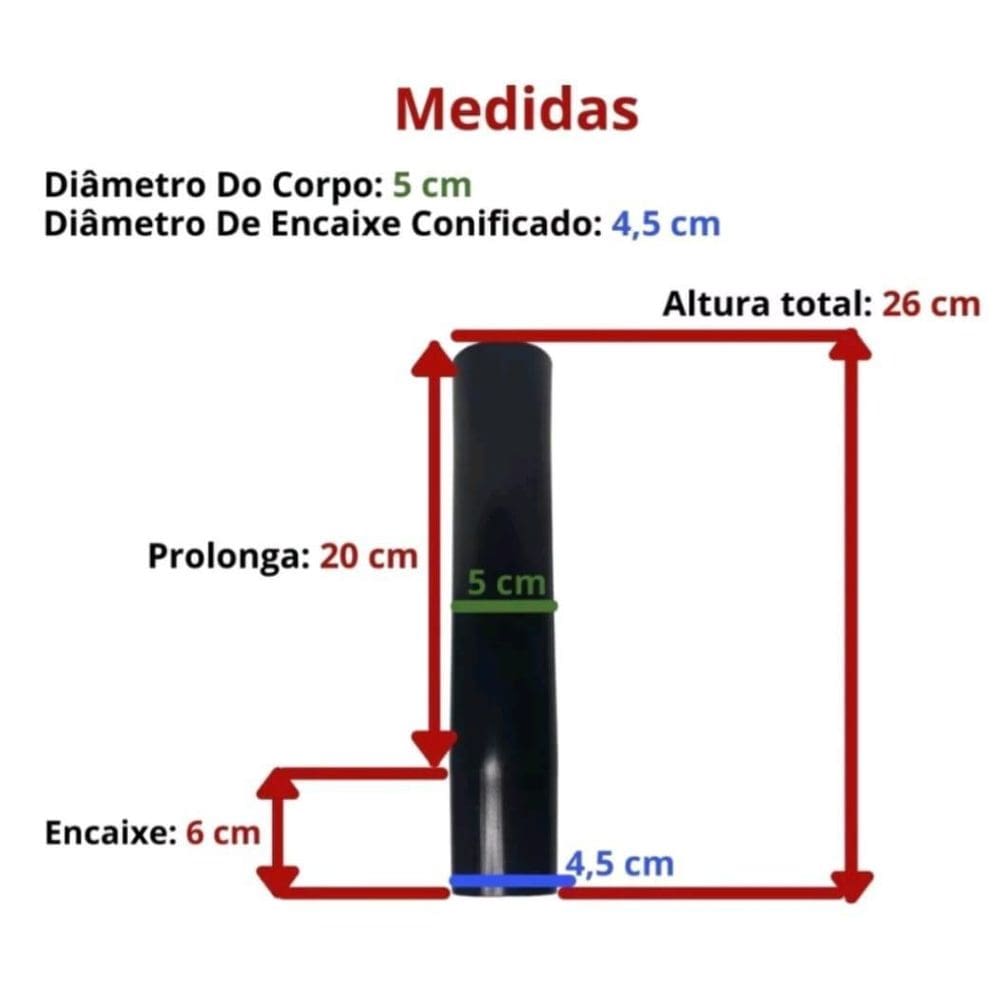Prolongador Para Aumentar Sua Cadeira Até 25 Cm Preto
