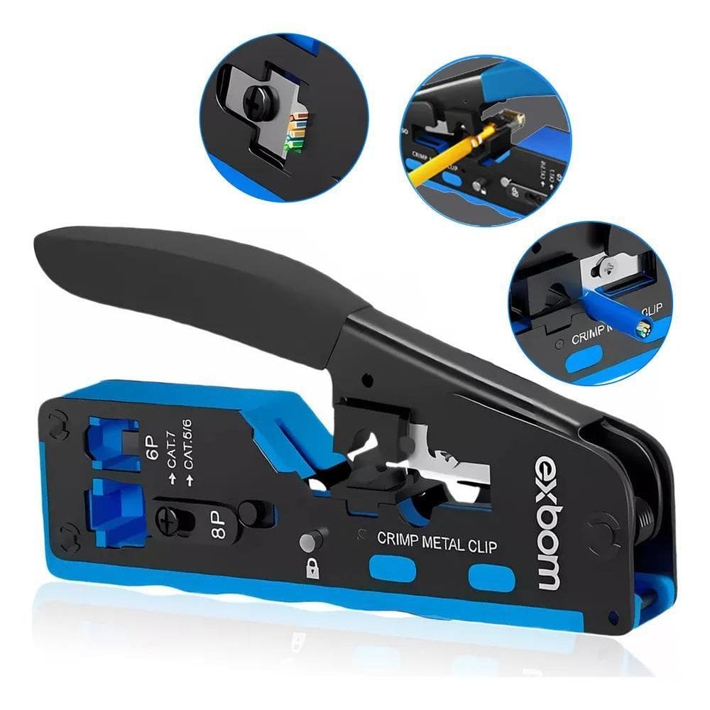 2X Alicate Crimpar Rj45 Ez Cabo Rede Vazado Rj11 Cat5 Cat6 C