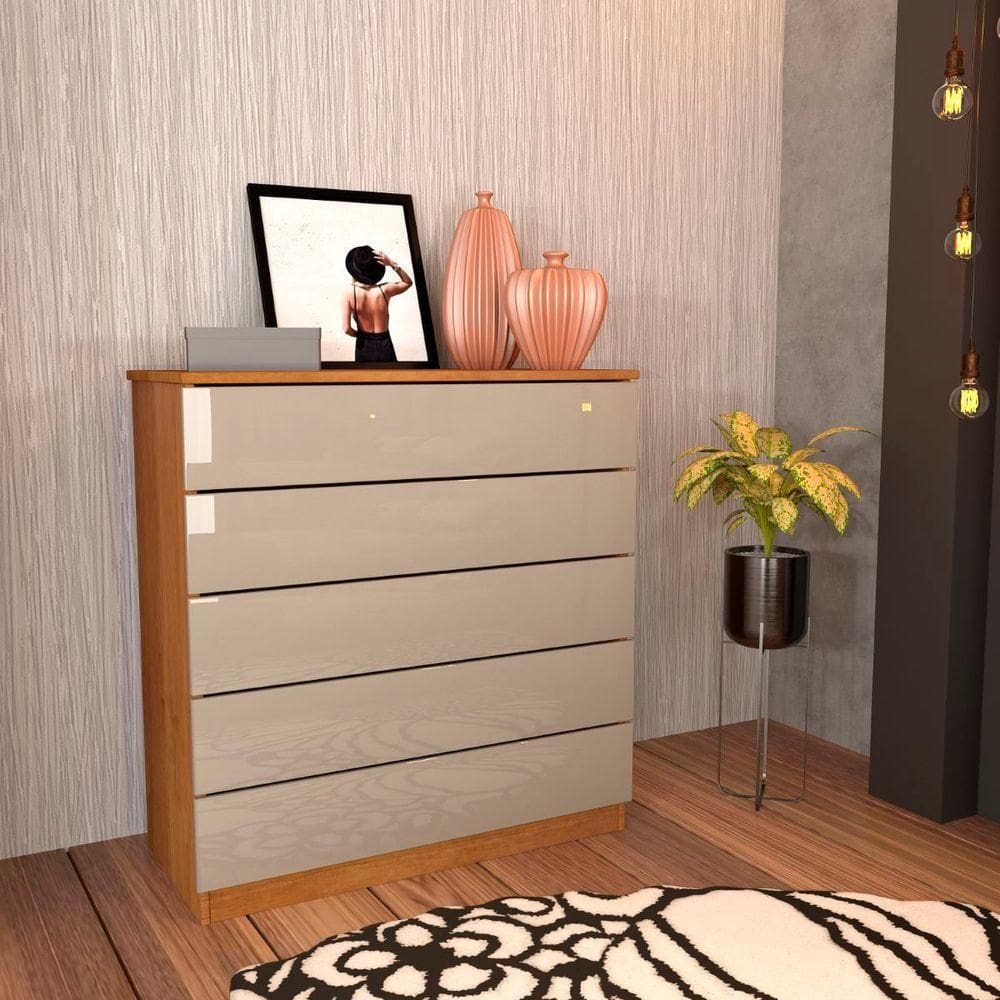 Cômoda Premium 5 Gavetas Tcil Móveis Cinamomo/off