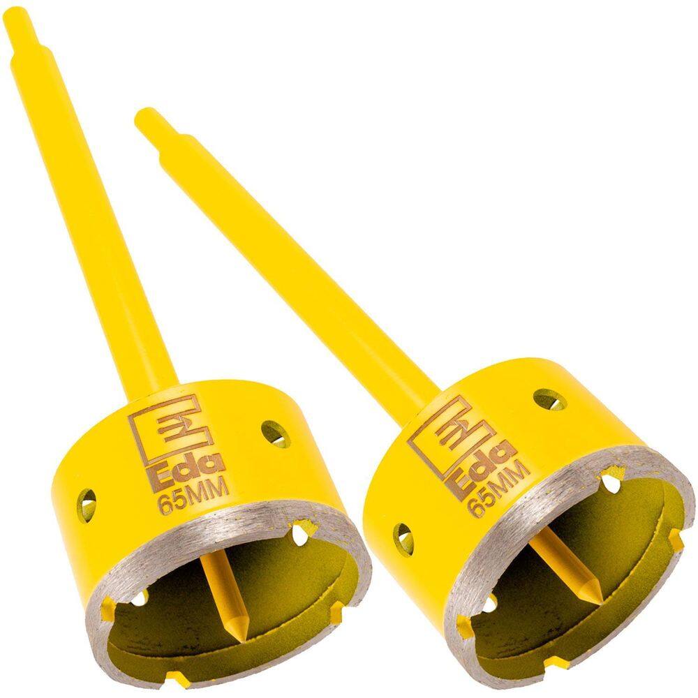 Kit 2 Serra Copo Diamantada 65Mm Com Haste Pino