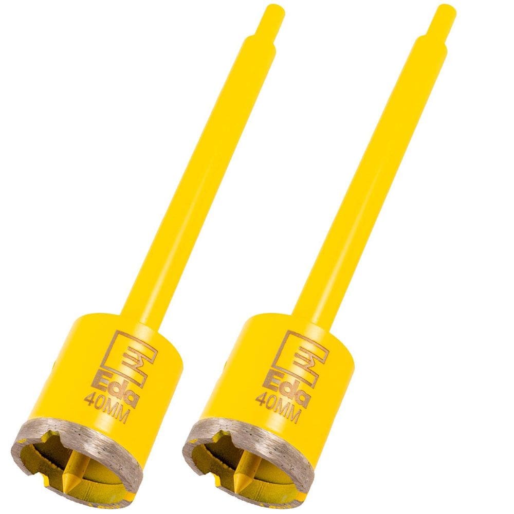 Kit 2 Serra Copo Diamantada 40Mm Com Haste Guia