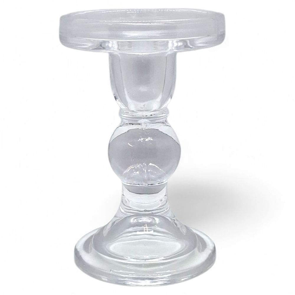 Porta Velas Castiçal Transparente Vidro Delicado 13 cm