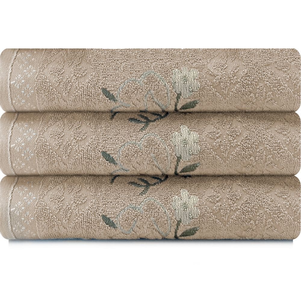 Jogo De Toalhas De Banho 3 Peças 100% Algodão Karsten Bege Lisa