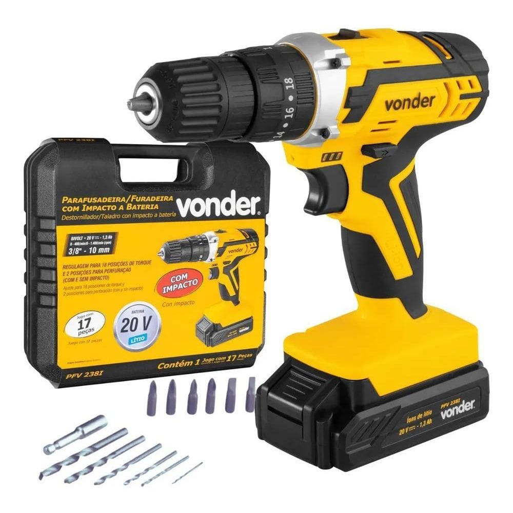 2X Furadeira Parafusadeira Impacto Bateria - Pfv238I Vonder