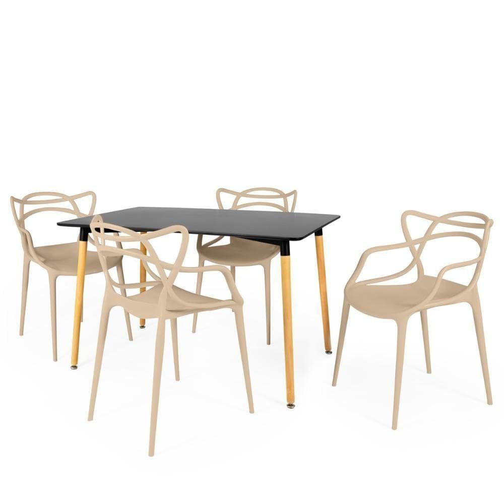 Conjunto Mesa De Jantar Retangular Eiffel 4 Cadeiras Allegra