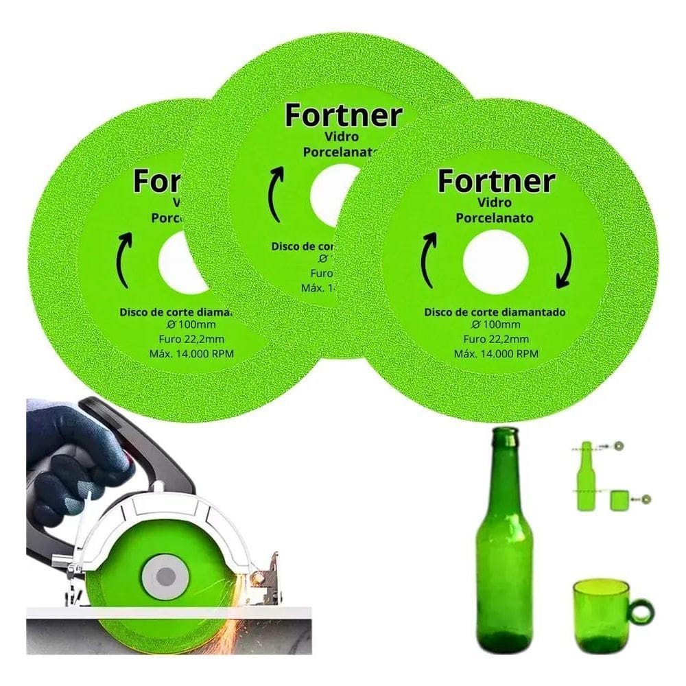 2X Disco De Corte Diamantado Vidro Espelho Porcelanato Kit 3