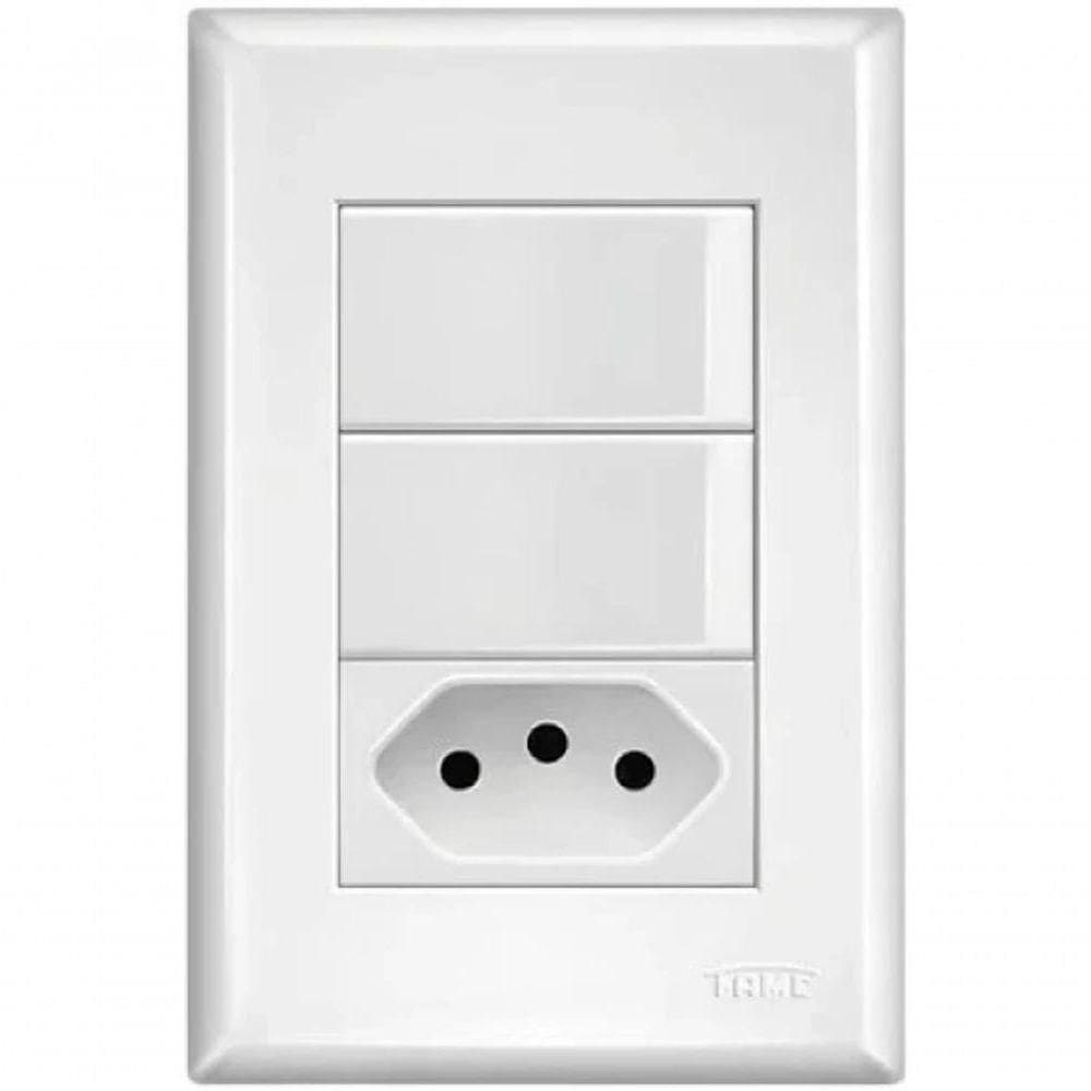 Interruptor Simples Com Tomada Dupla 20a Fame - 3928 Blanc