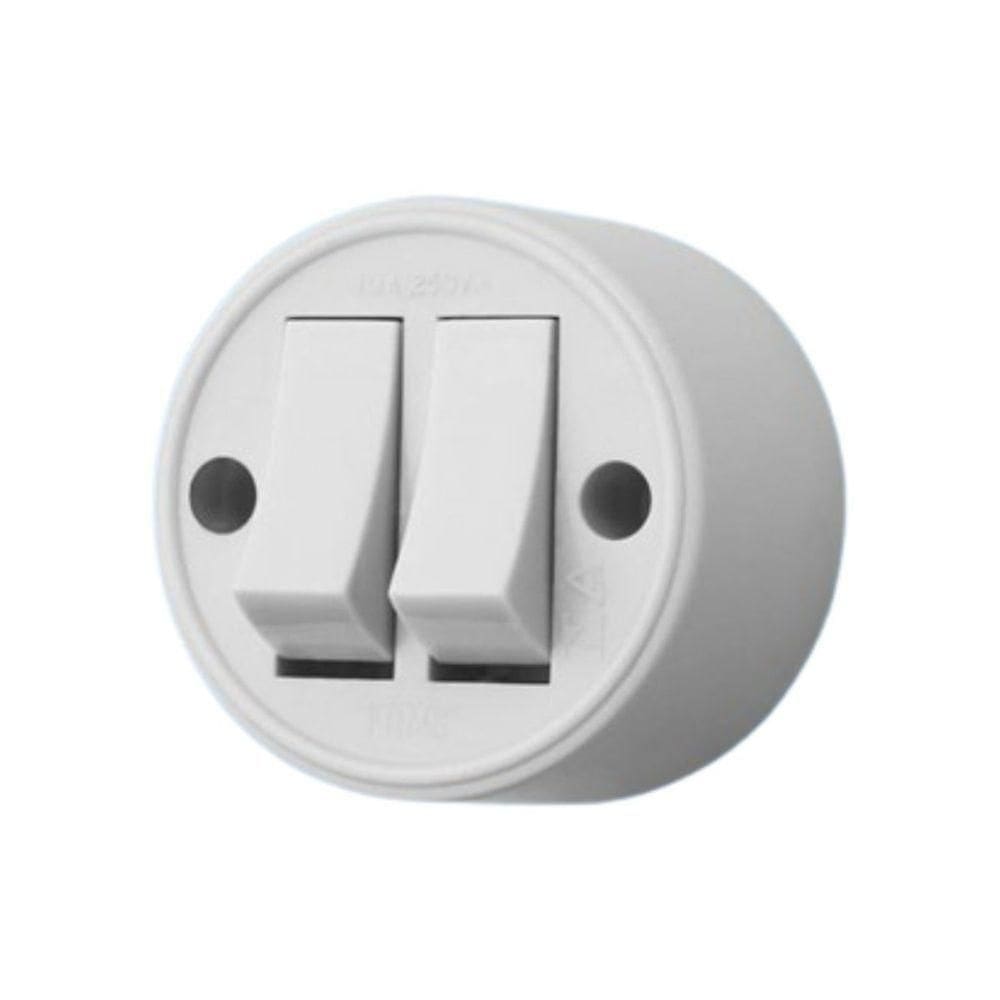 Interruptor Simples - 2 Teclas - 10a-250v - Cinza - Sobrepor