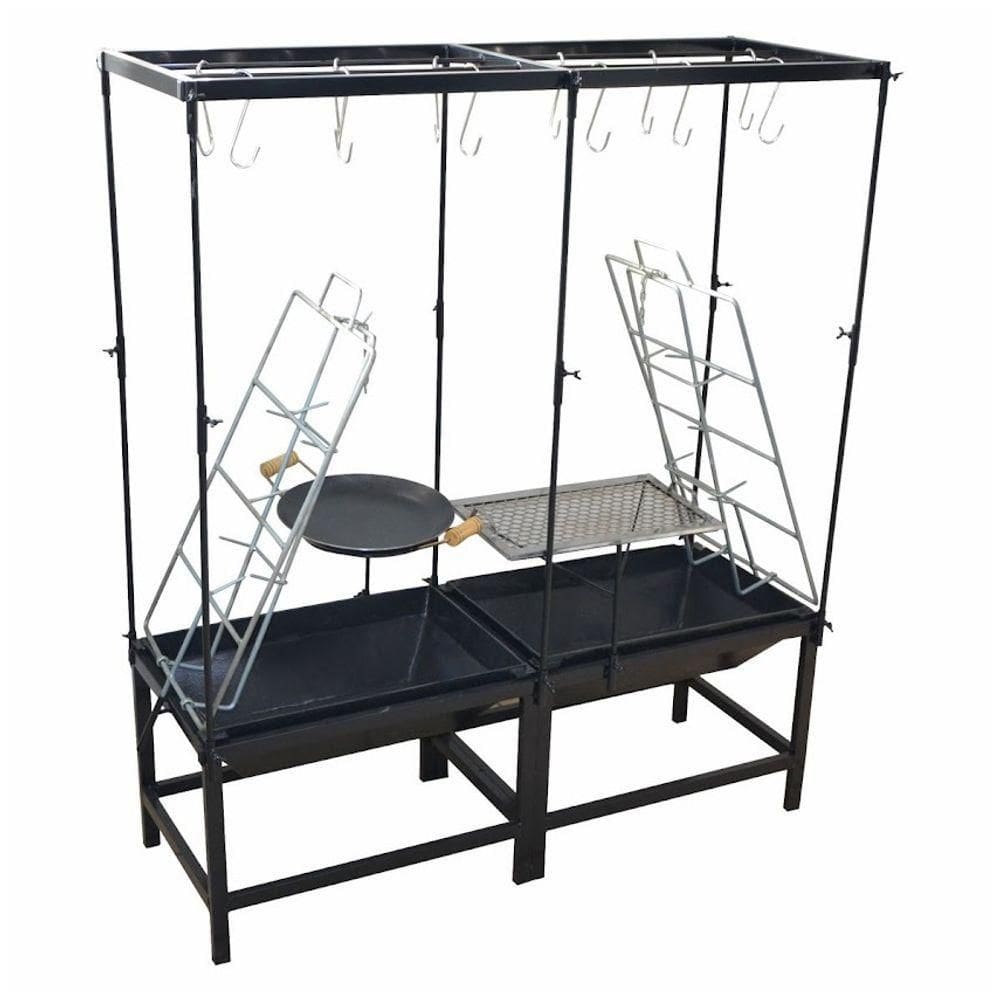 Estação Churrasco Dupla Fogo Chão Picanheira Grelha E Varal