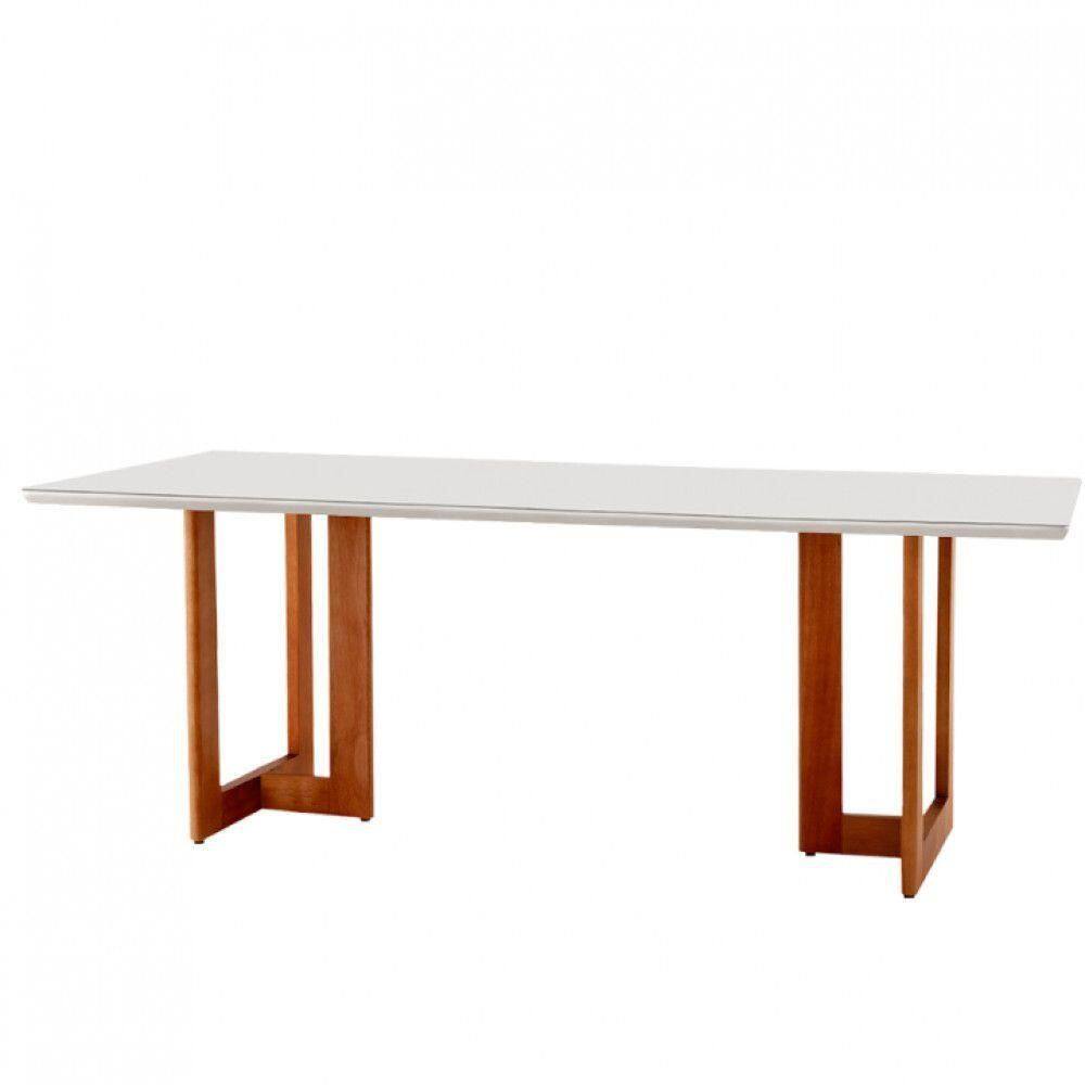 Mesa Para Sala De Jantar Patros 180cm Moderna Mobília Cinamomo Imbuia/off White