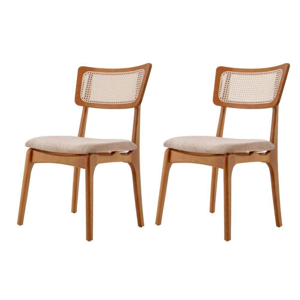 Conjunto 2 Cadeiras De Madeira Viena Brisa/cinamomo Imbuia