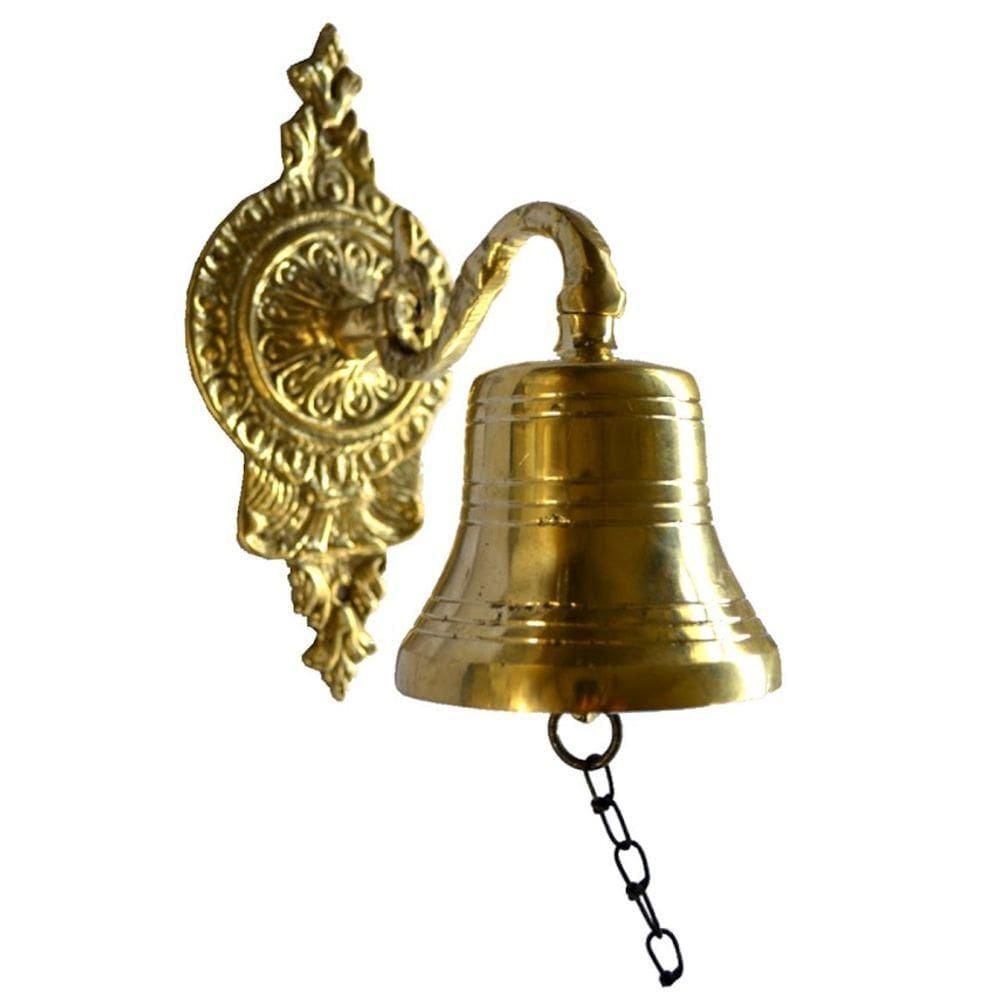 Sino Fixo De Parede Porta Portão Com Suporte E Badalo Bronze