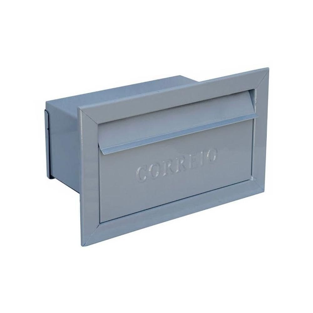 Caixa De Correio Cartas Para Muro Detras Cinza 15x23x30cm