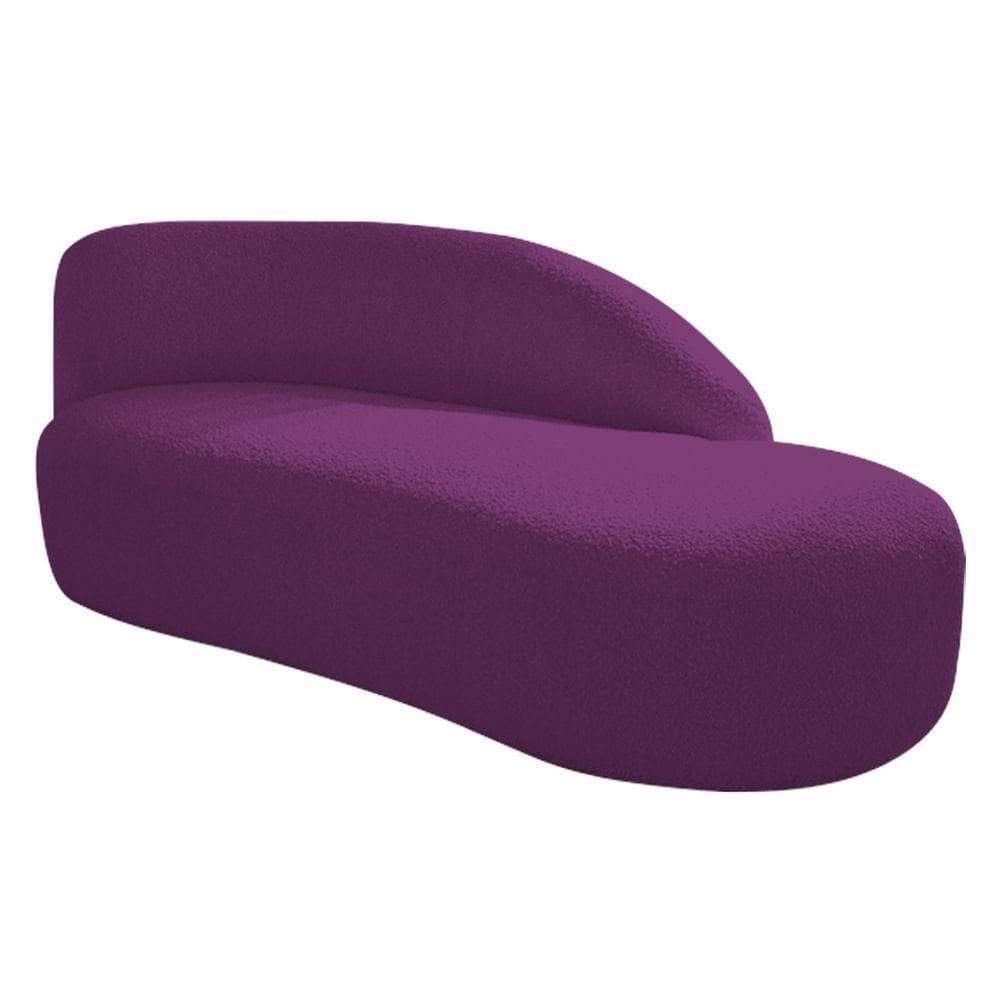 Divã Recamier Curvo Luna 160cm Lado Direito Suede - Adj Decor Cor Roxo