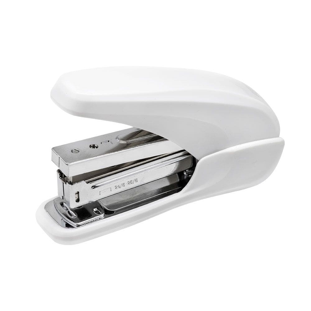 Grampeador Branco Power Saver até 25 Folhas BRW Design Moderno e Ergonômico Compatível Grampo 24/6 e 26/6