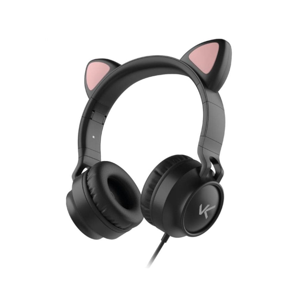 Fone Headset Kitty Ear Preto- Orelha De Gato Com Microfone Cabo 1.2m Plug P2 Estéreo P3 - KE100P