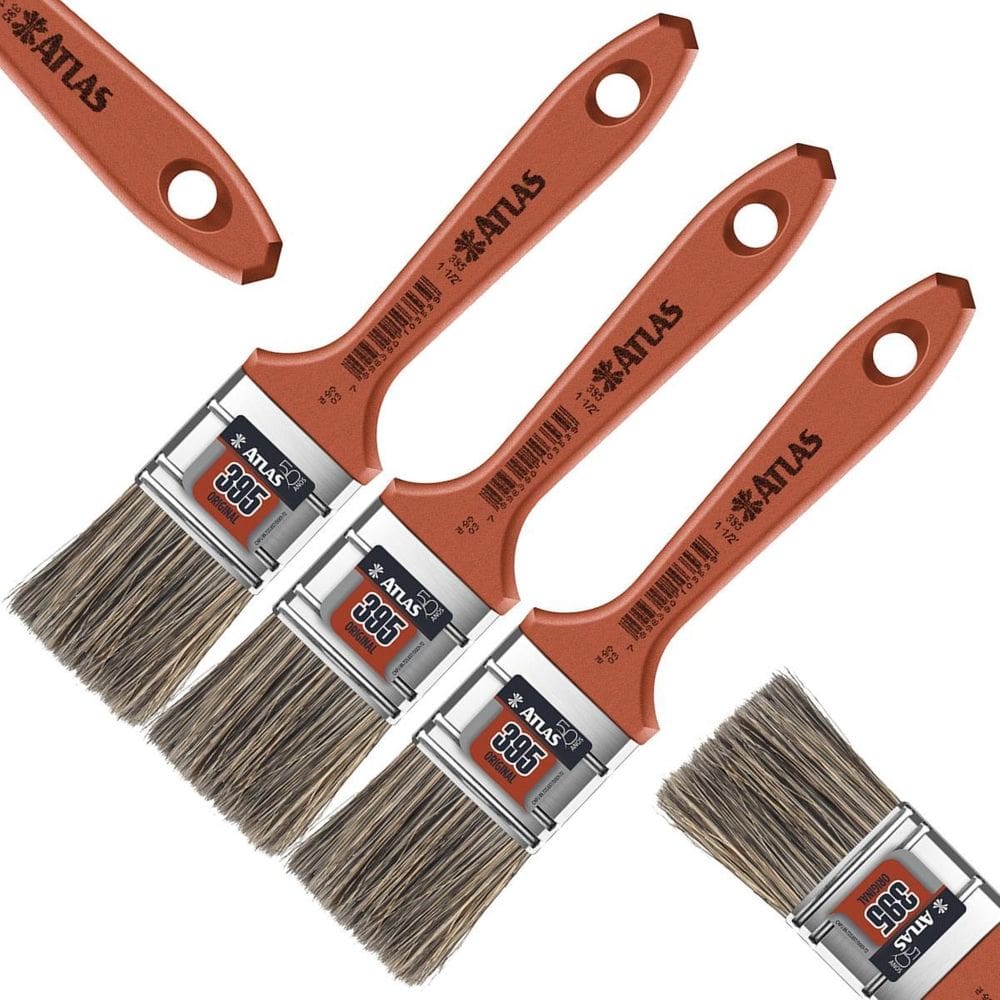 Pincel Trincha 38Mm Cerdas Gris Latéx E Acrílica Kit 03Un