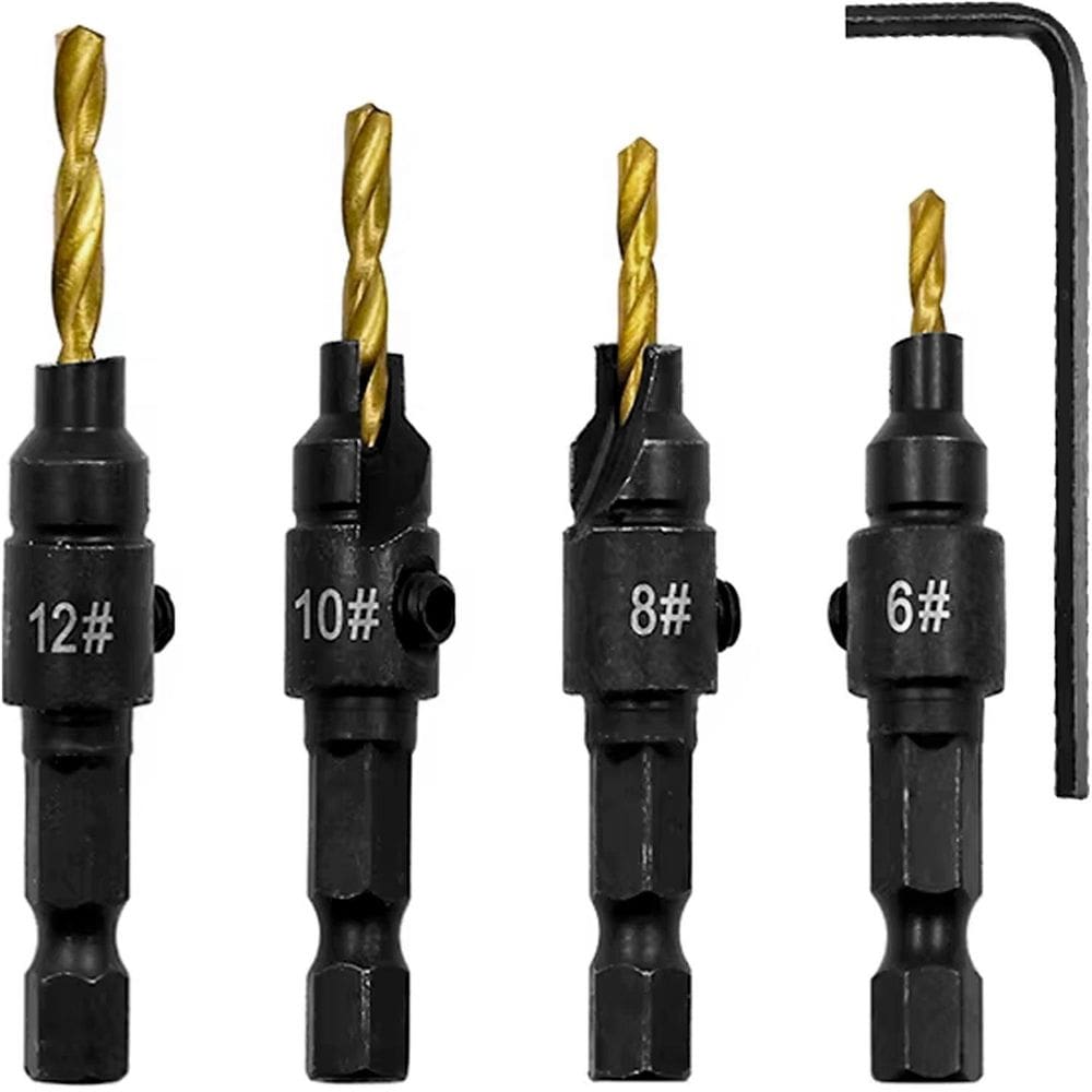 Kit Broca Escareadora 6Mm A 12Mm Encaixe 1/4 Hss Titânio