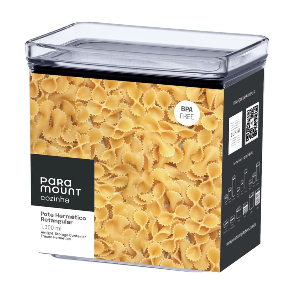 Pote Hermético Lumini Retangular 1.300ml 1168 Paramount