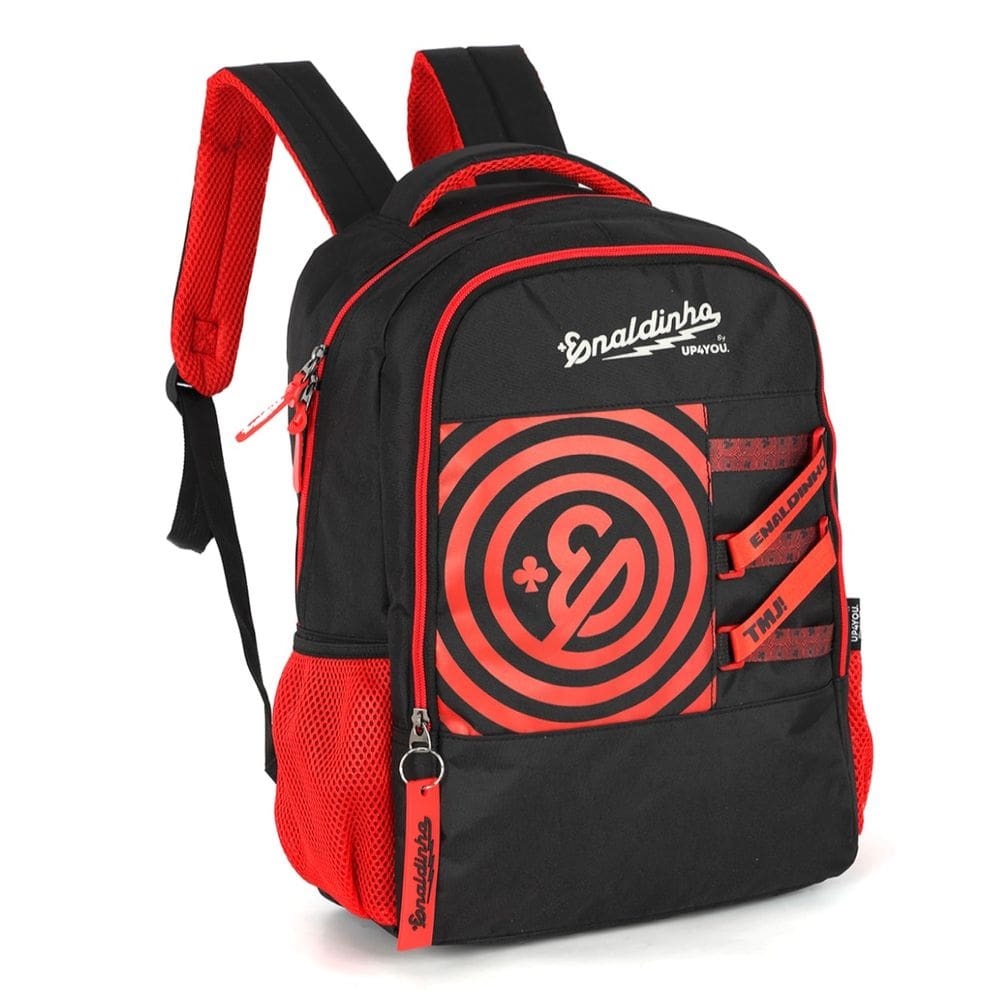 Mochila Escolar Costas Enaldinho Vermelho Grande Reforçada
