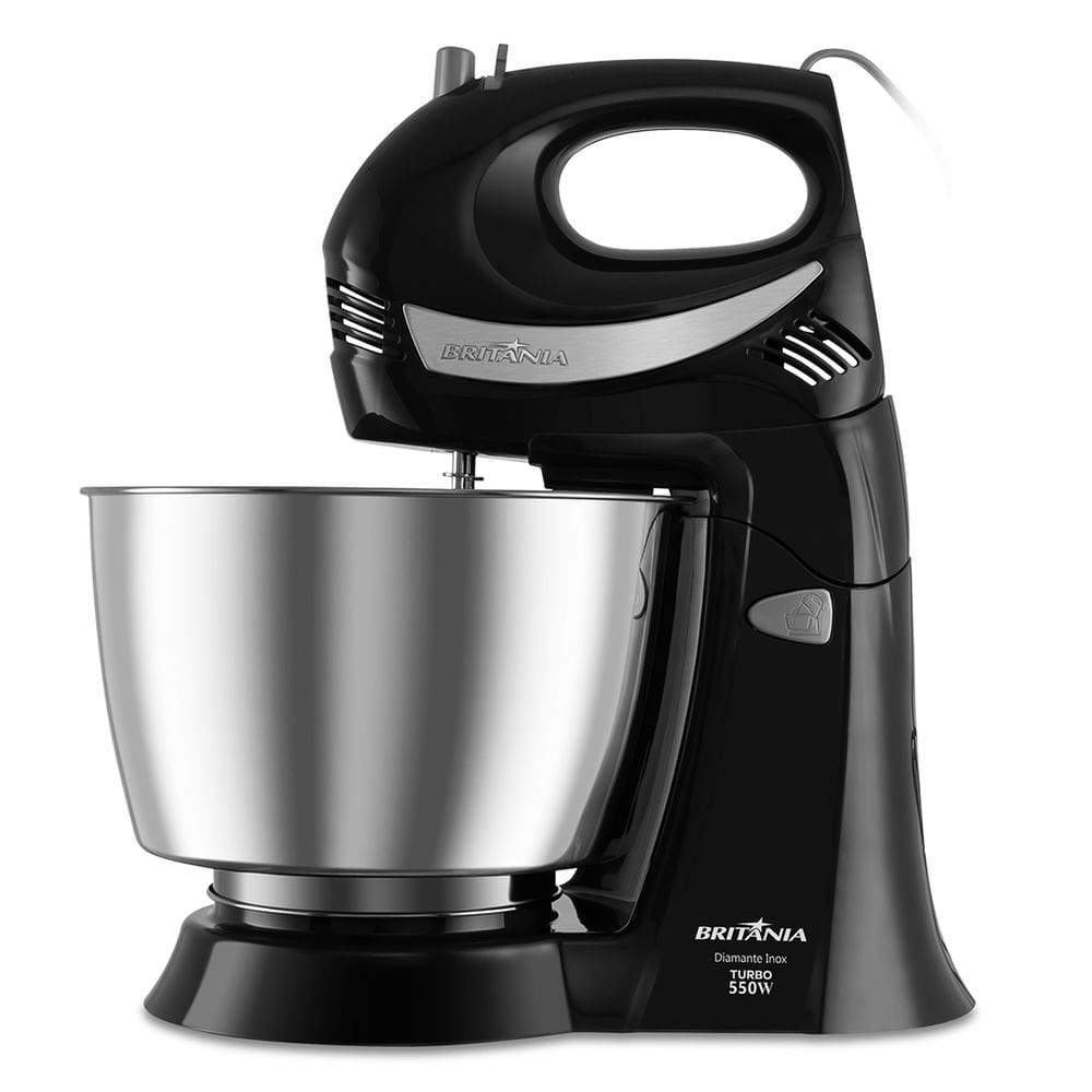 Batedeira Britânia Diamante Inox PR Preto 4,3L 550W 2 em 1
