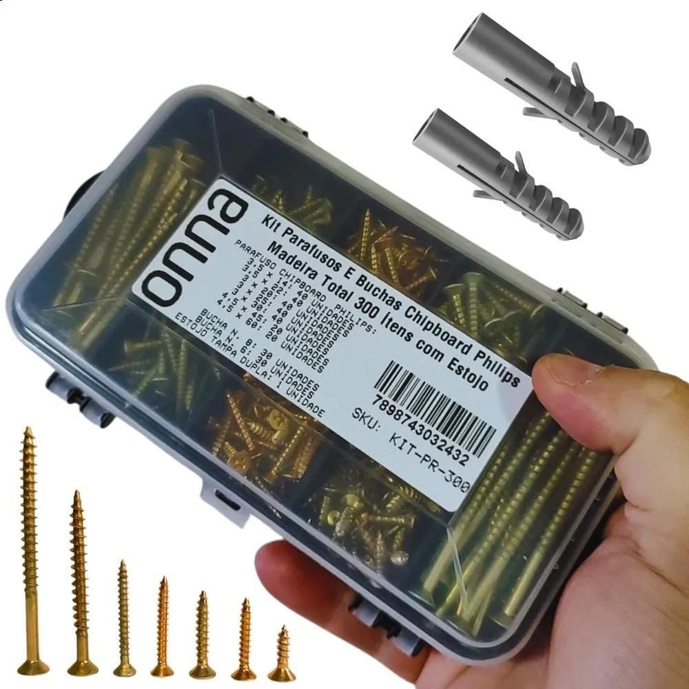 2X Kit Parafusos E Buchas Chipboard Philips Madeira Parede T