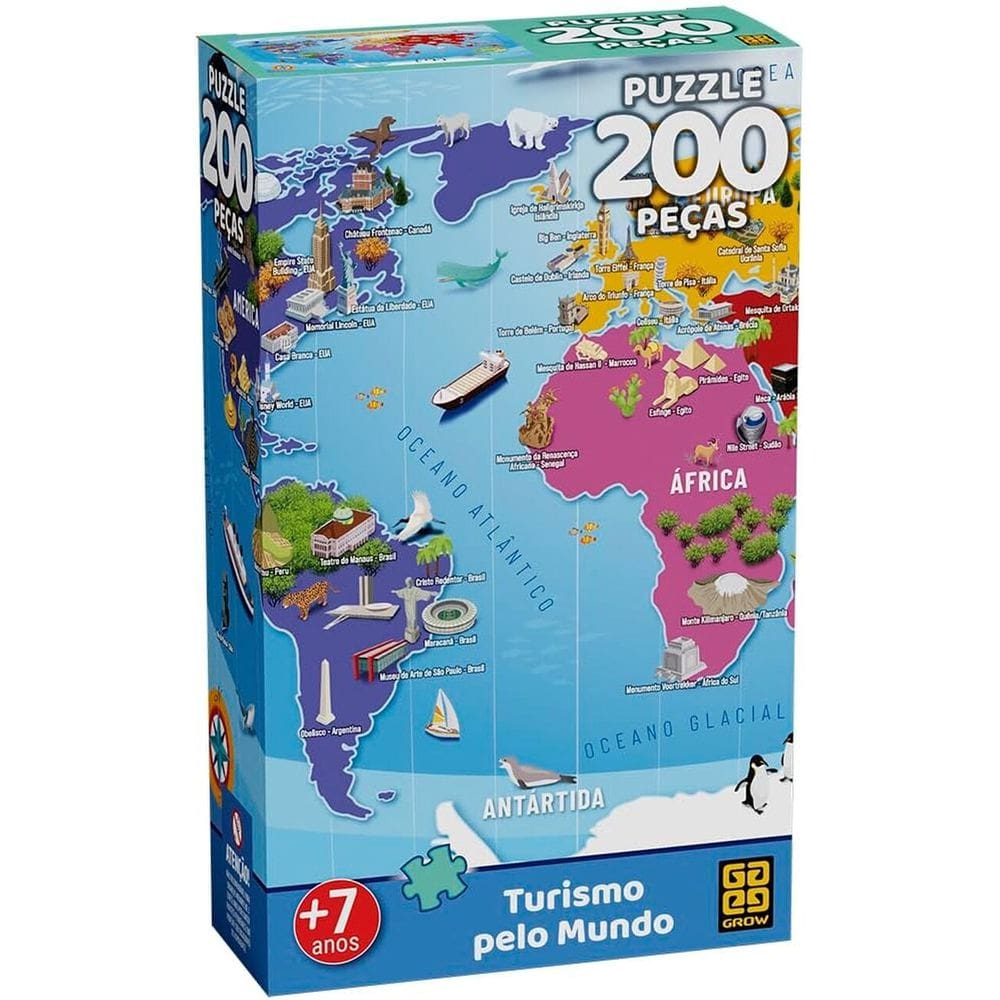 Quebra Cabeça 200 Peças Turismo Pelo Mundo - Grow 04591