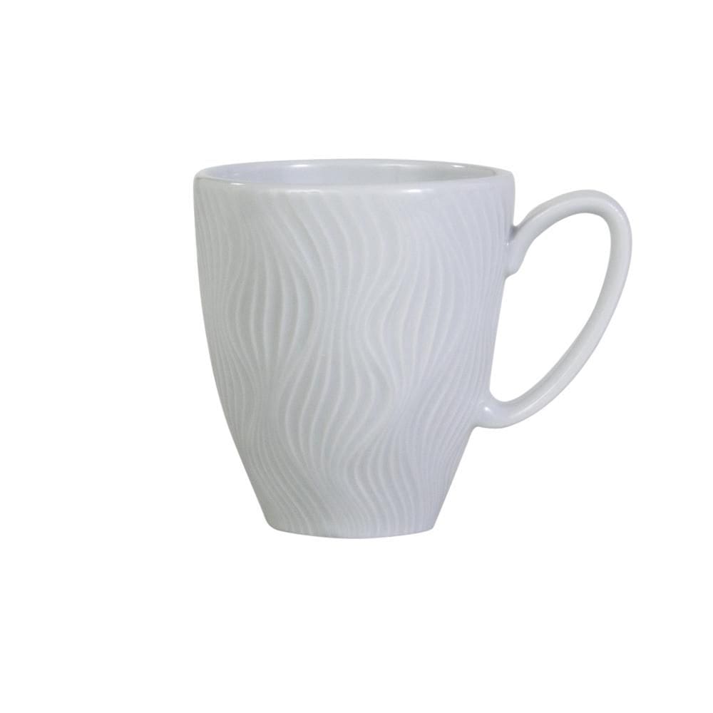 Caneca Chá Café  Branca Relevo Sinuosa 308 ml Porcelana