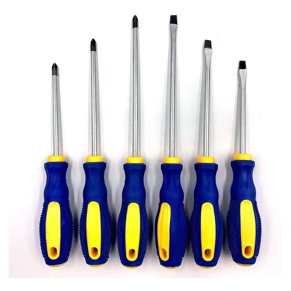 2X Kit Chave Fenda E Phillips Jogo 6 Peças Imantadas Ferrame