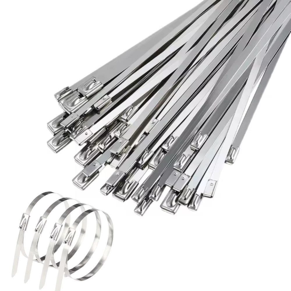 Kit 100 Abraçadeiras Inox Metal Metalica Zip Tie 4,6Mmx300Mm
