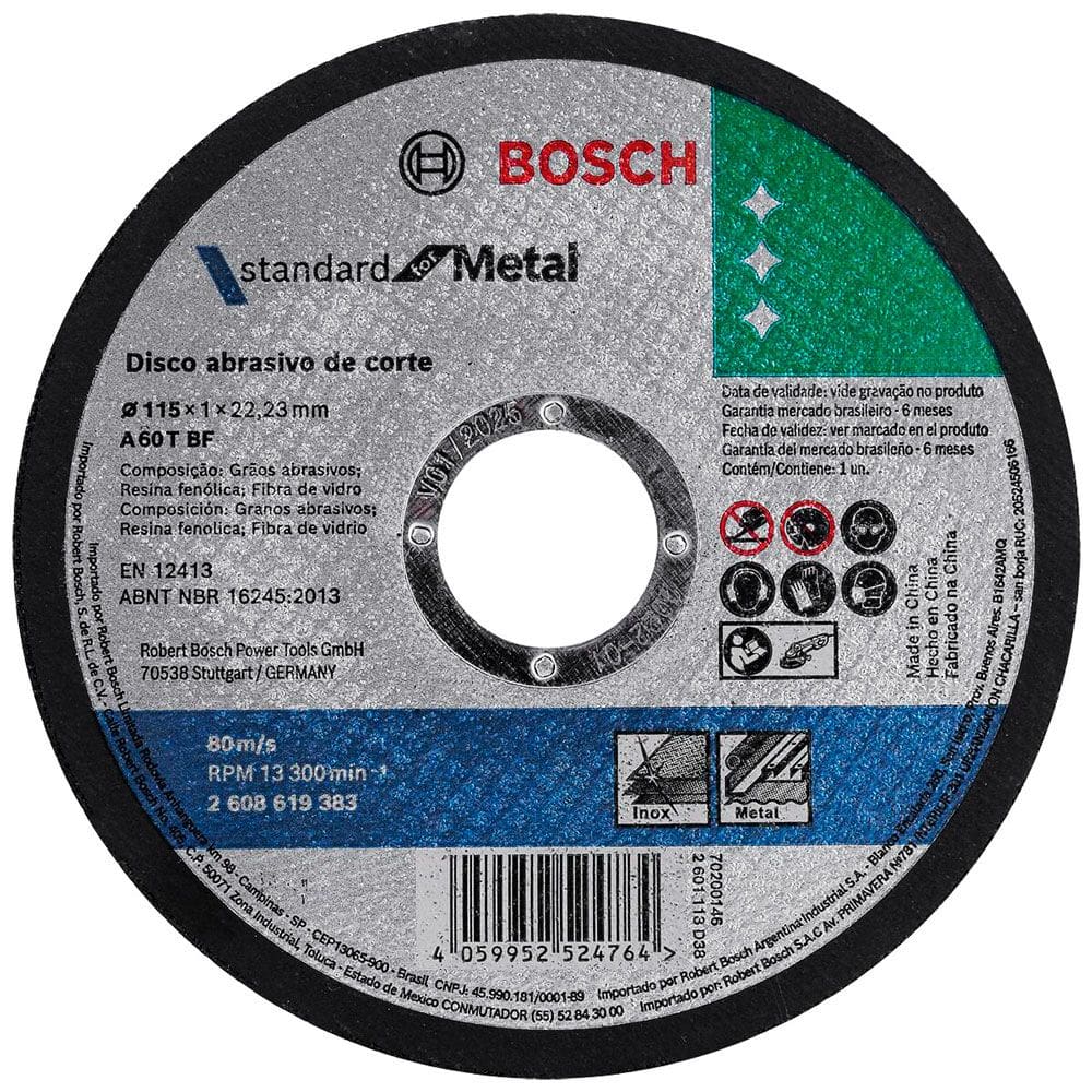 Disco de Corte para Esmerilhadeira Inox 4.1/2 7/8 Standard Reto Profissional - Bosch
