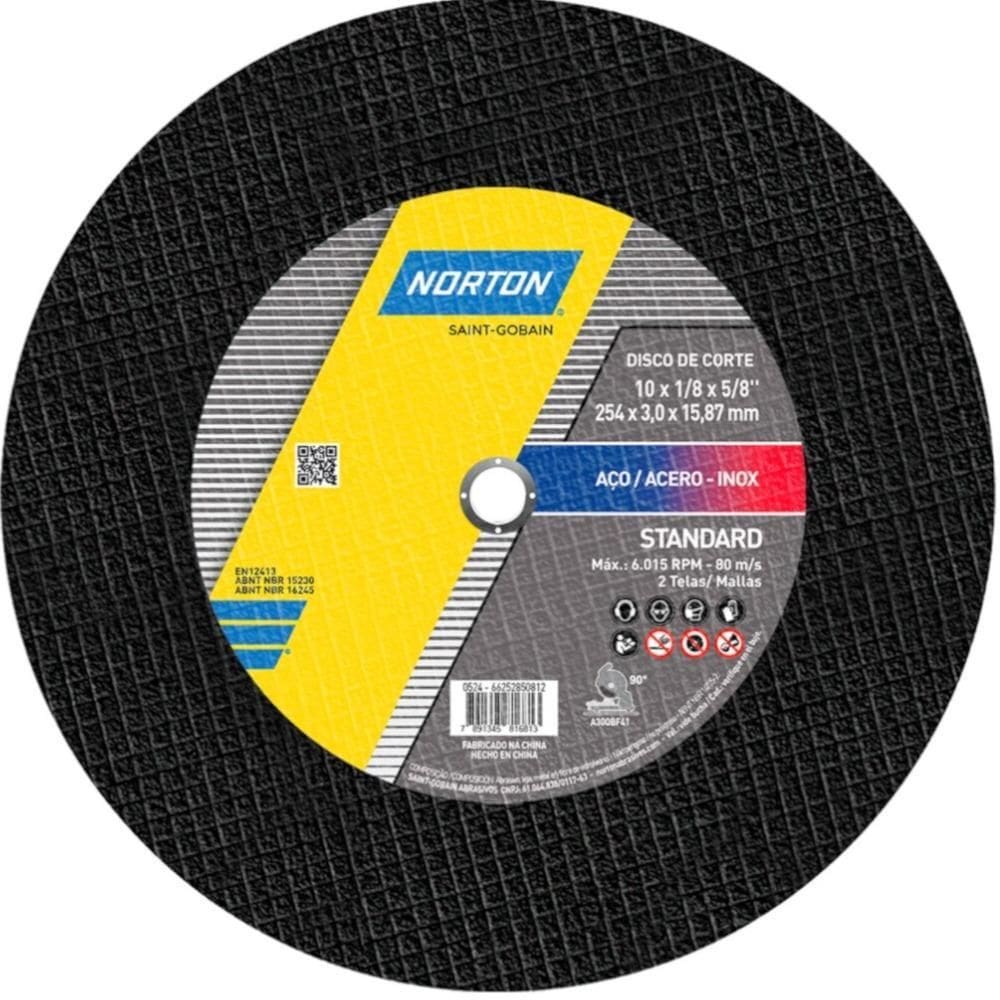 Disco De Corte Para Metal Inox 10Polx5/8X3Mm Standard Norton