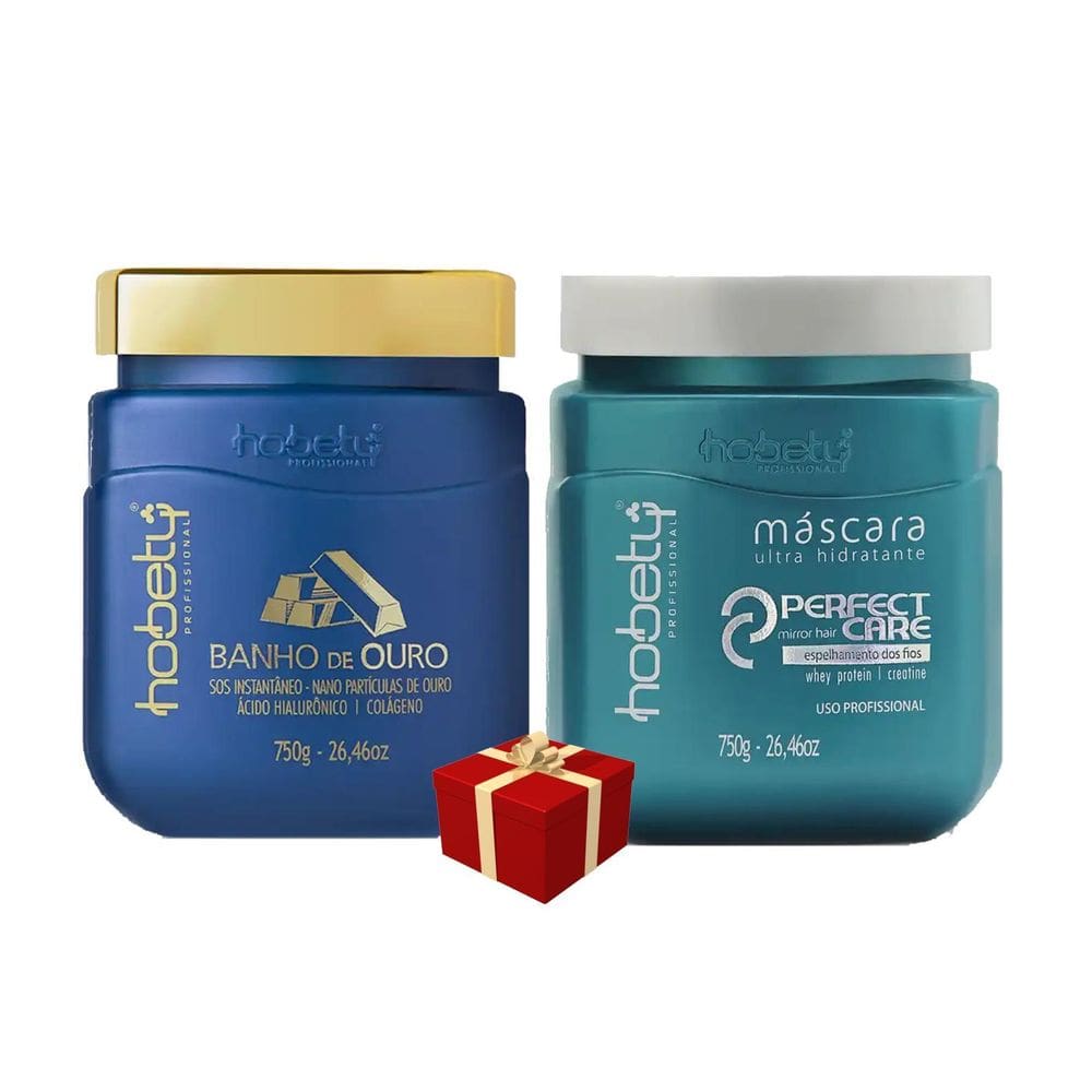Hobety Máscara Banho Ouro 750G + Máscara Perfect Care 750G