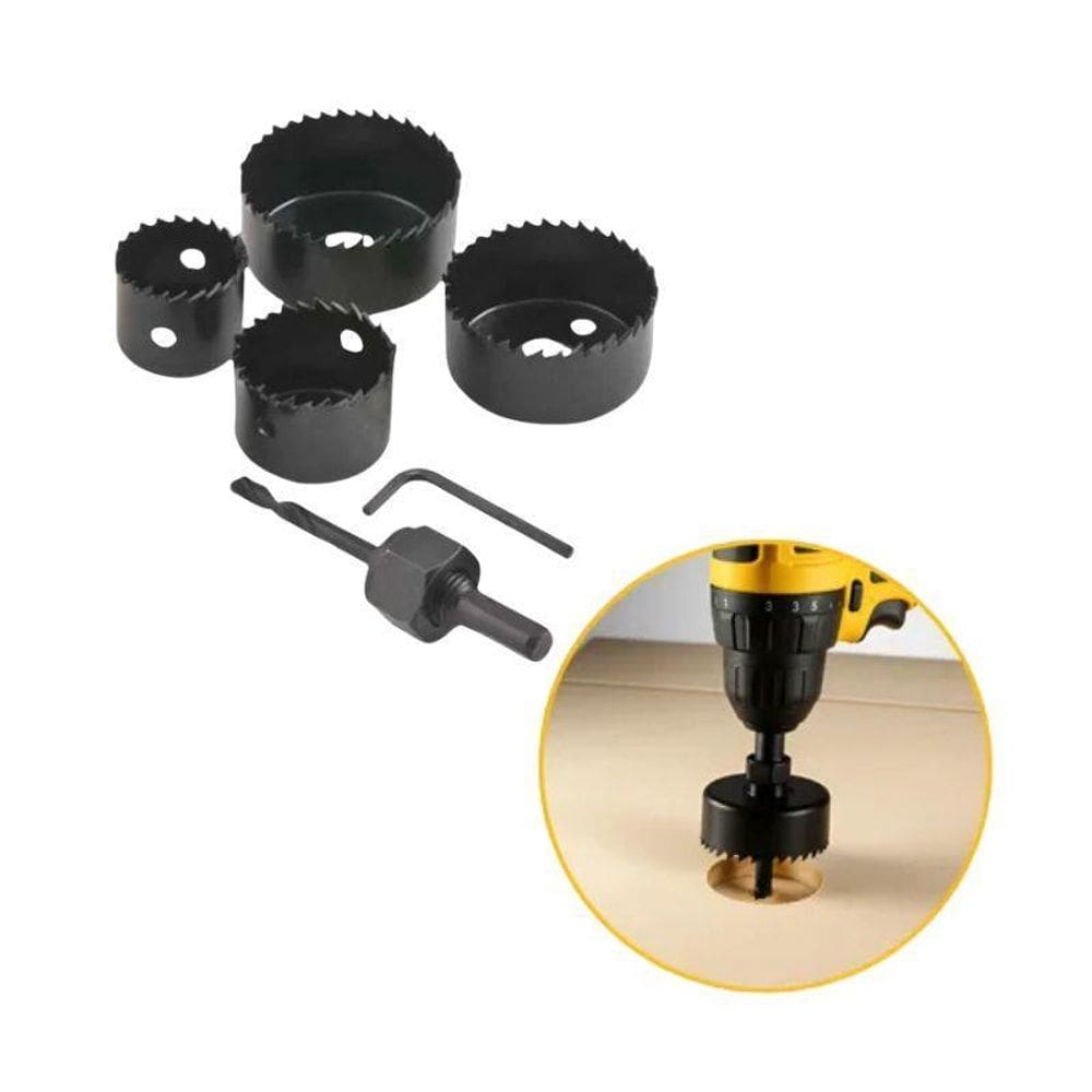 Jogo Serra Copo Kit 6 Peças Para Madeira Gesso Pvc Plástico