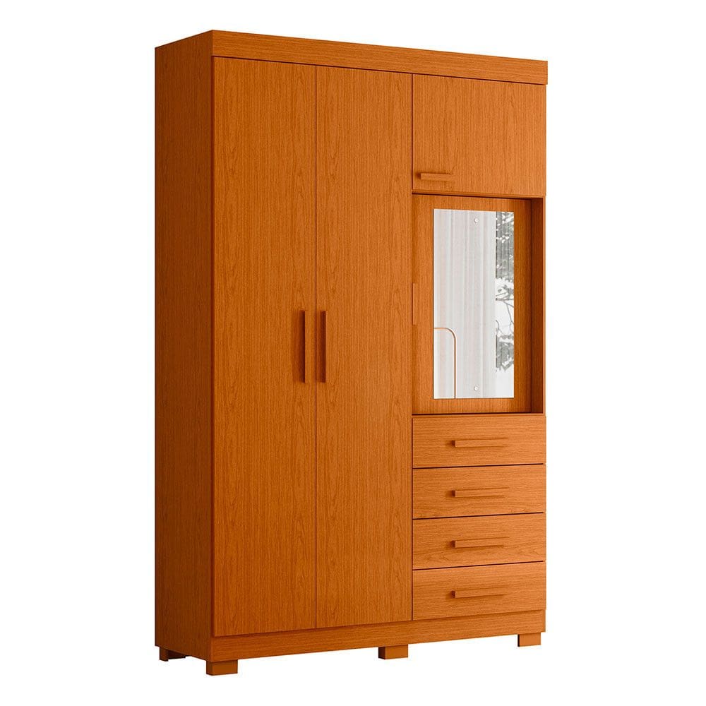 Guarda Roupa Virtus Solteiro 4 Portas com Espelho Albatroz