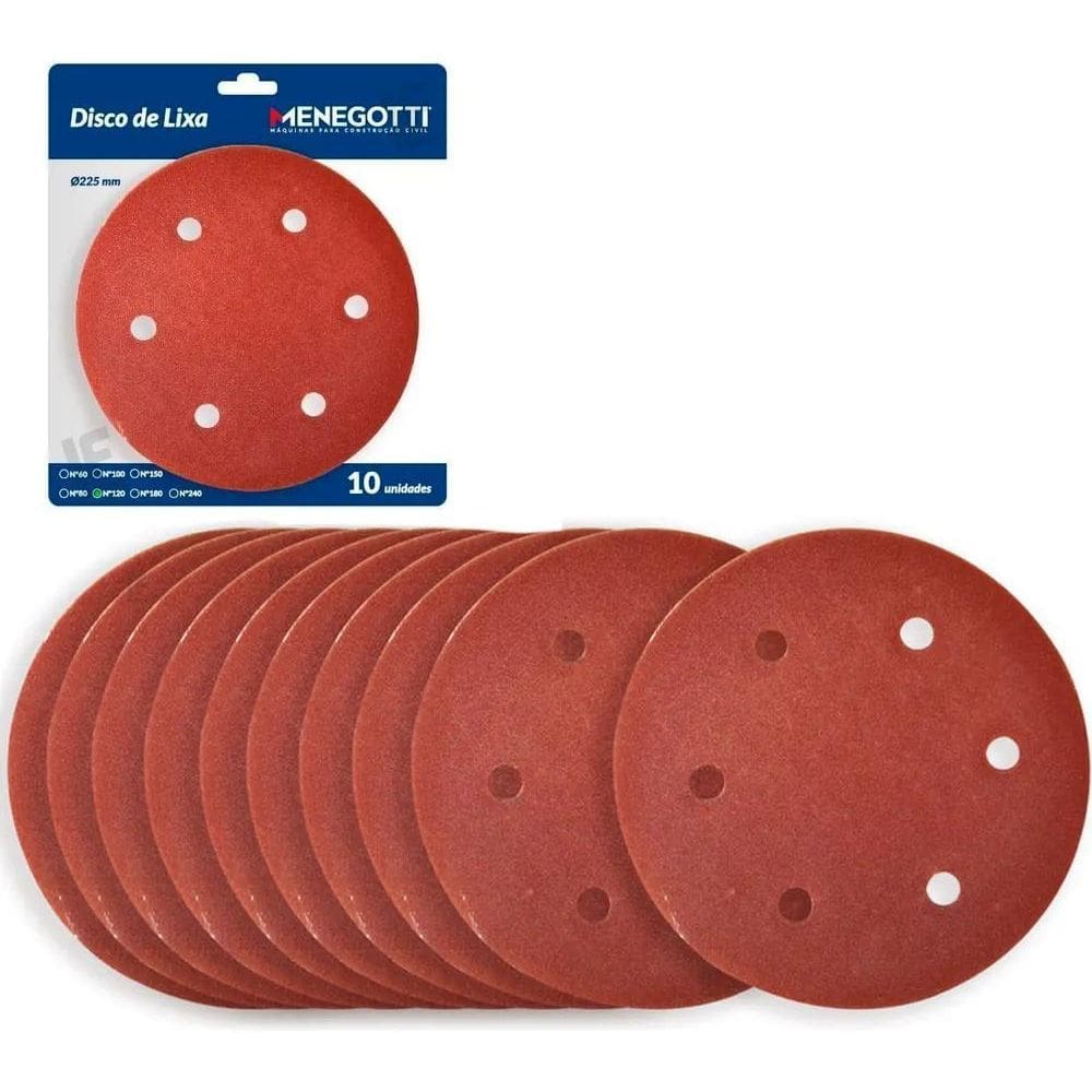 2X Kit Com 10 Lixas 225Mm Grãos Para Lixadeira Girafa De Tet