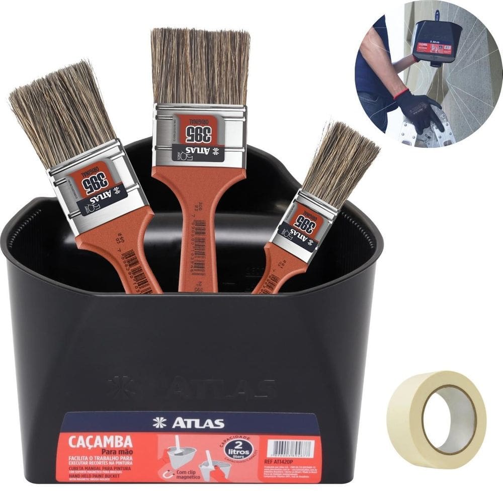 Caçamba De Mão 2L Com Clip Magnético + Trincha 38Mm E 50Mm