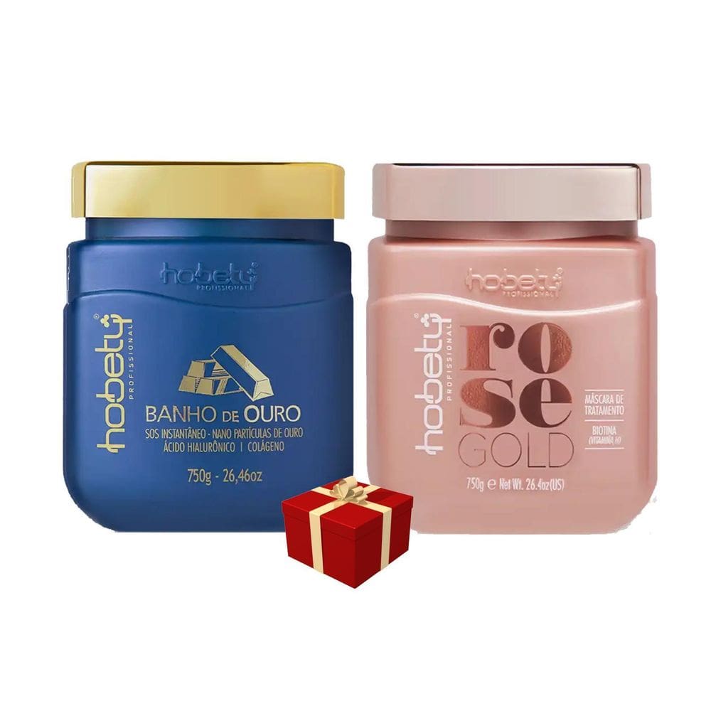 Hobety Máscara Banho De Ouro 750G + Máscara Rose Gold 750G