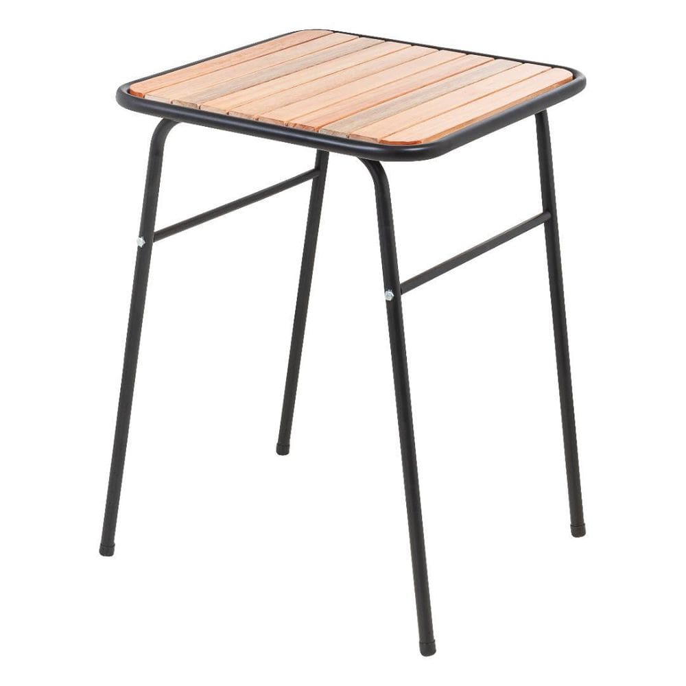 Mesa Gourmet Pequena Preta Aço Tubo Redondo 78cm - Madeira