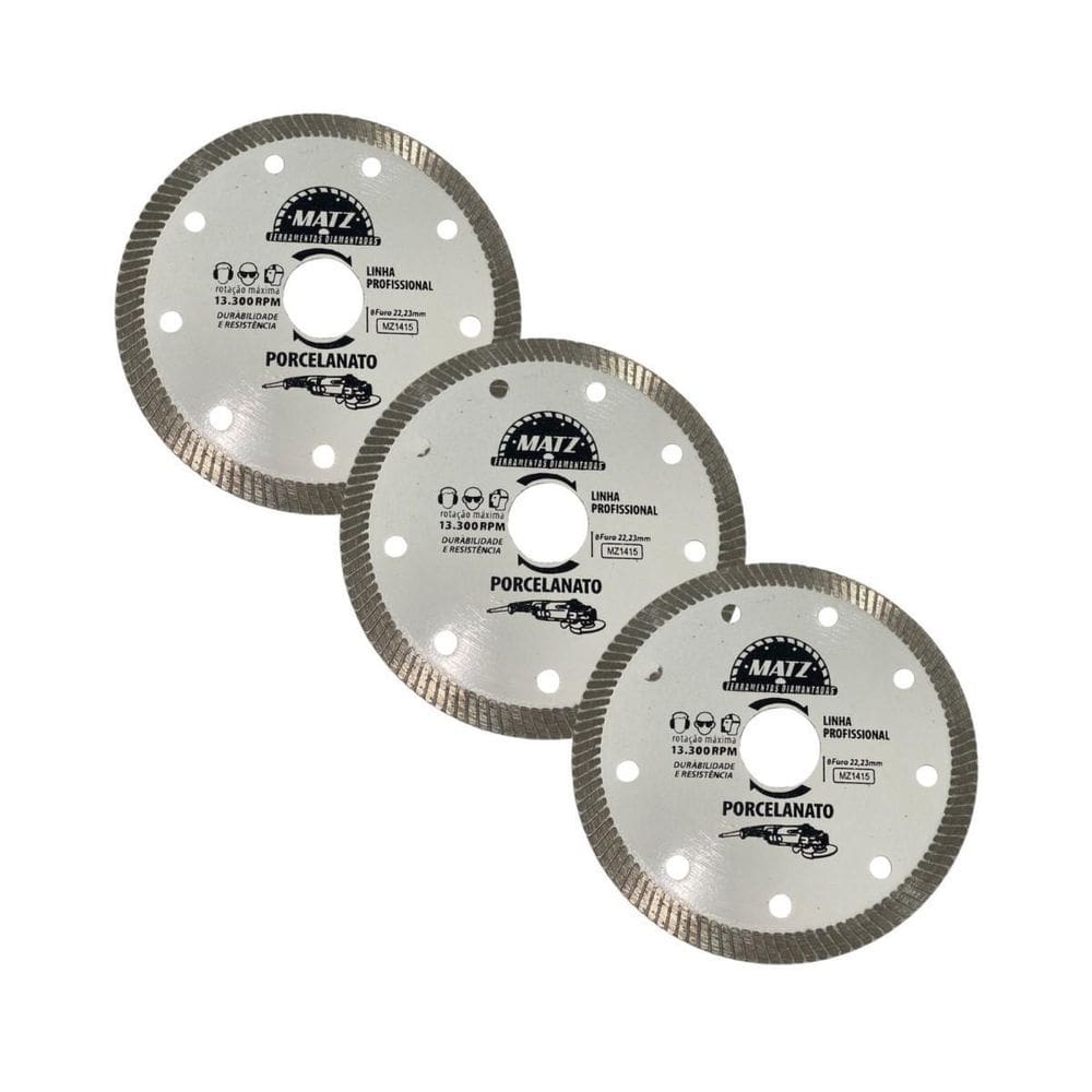 Kit 3 Disco Corte Turbo Porcelanato 110Mm X 22,23Mm Matz