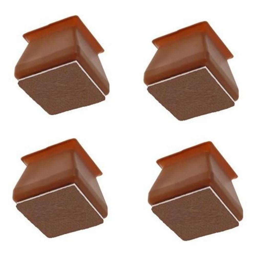 Kit 24 Protetor Pé Quadrado Cadeira Mesa Silicone Feltro