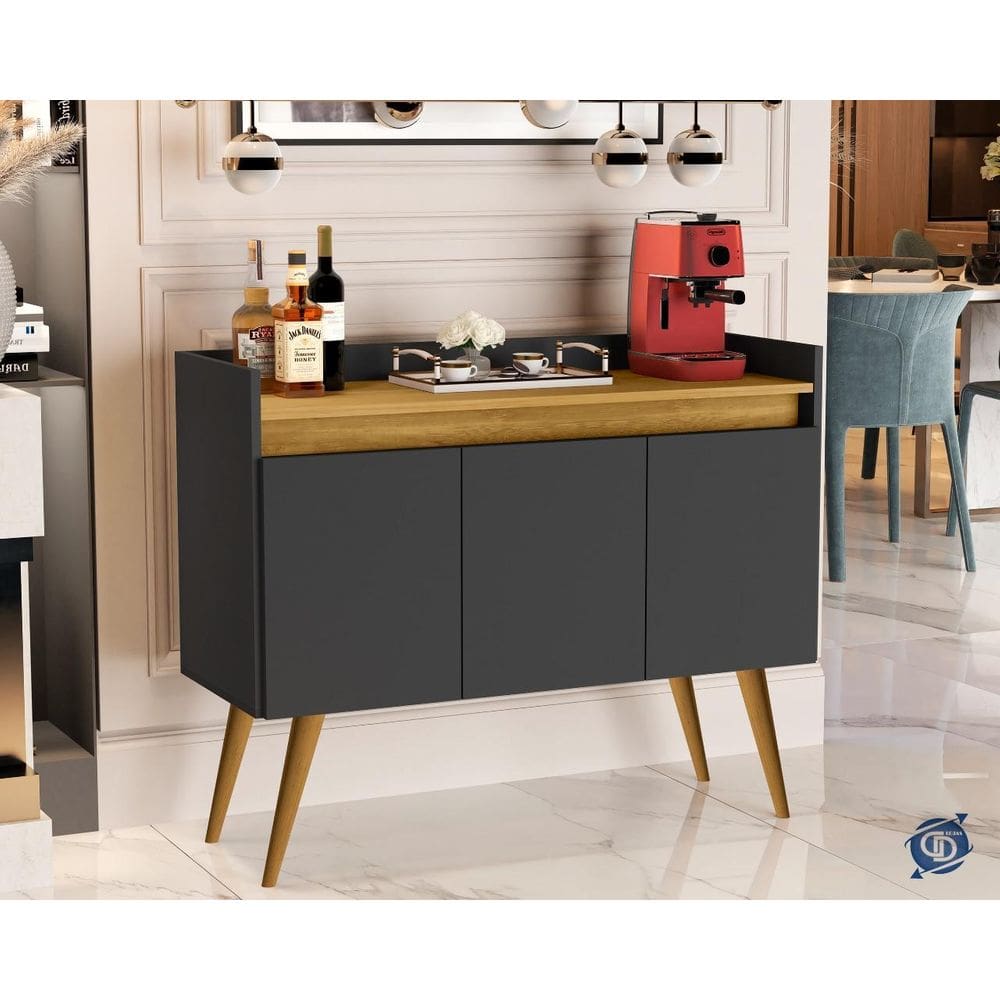 Aparador Buffet 3 Portas Luxo Plus Preto / Madeirado Comprar