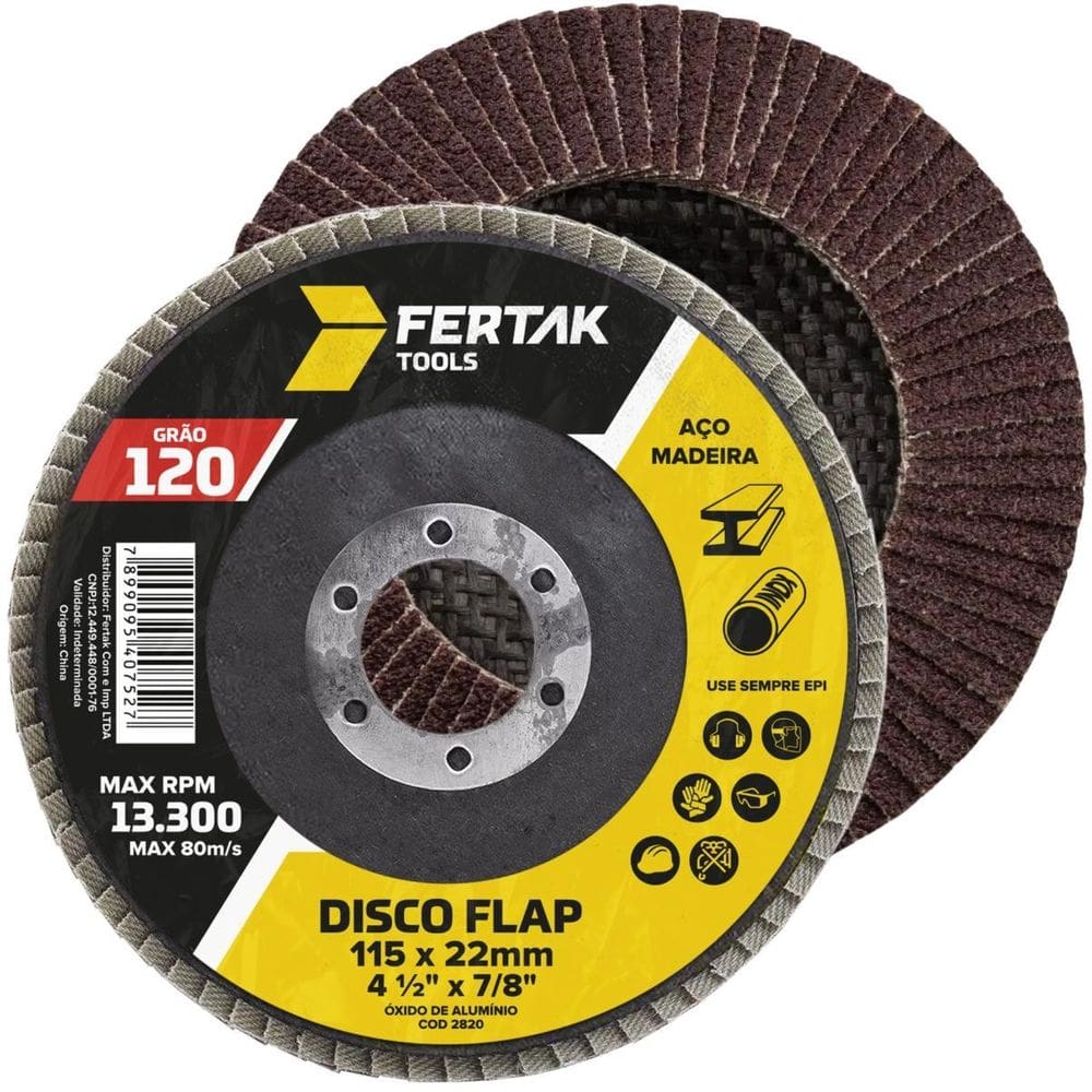 Disco Lixa Flap 115Mm Grão 120 Madeira Aço Desbaste