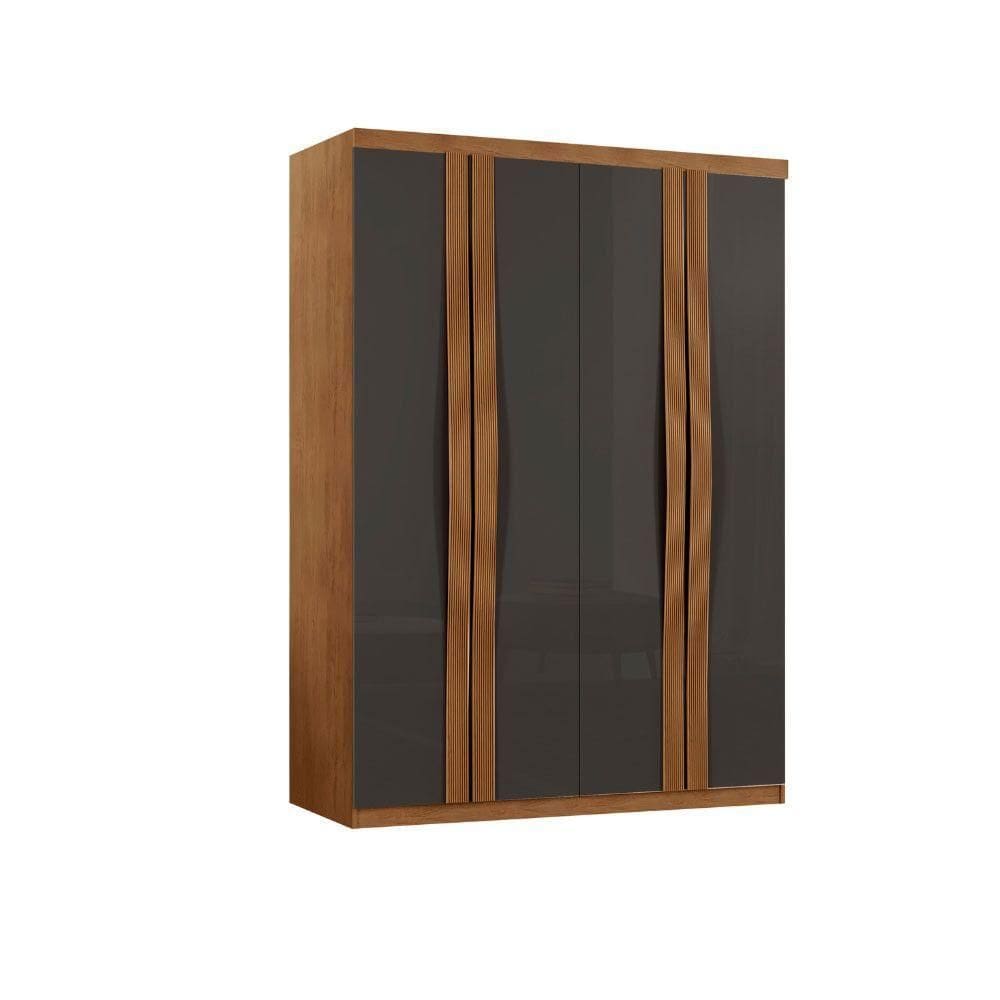 Guarda Roupa Solteiro Dunas Mdf 4 Portas E 2 Gavetas Moderna Naturalle Grafite
