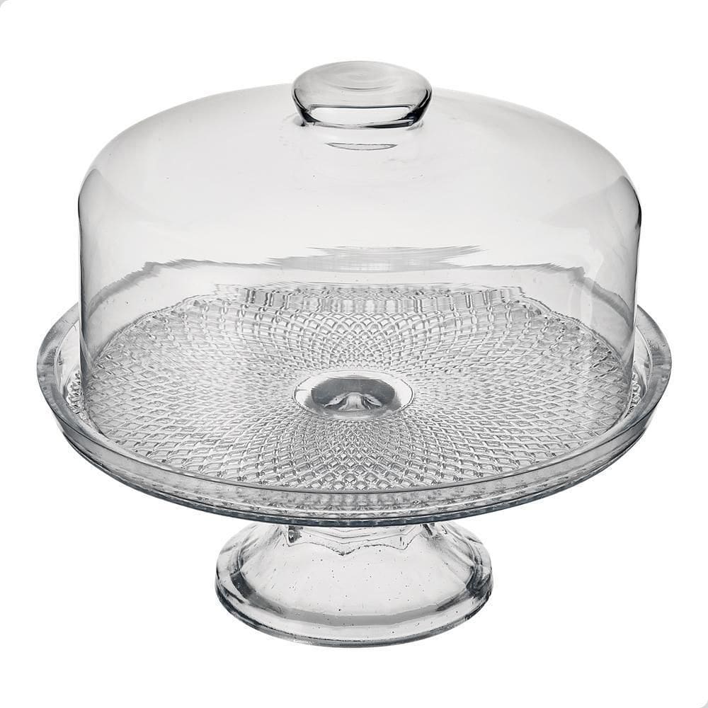 Queijeira De Vidro Com Pé Vitazza Boleira Redonda 22Cm Tampa