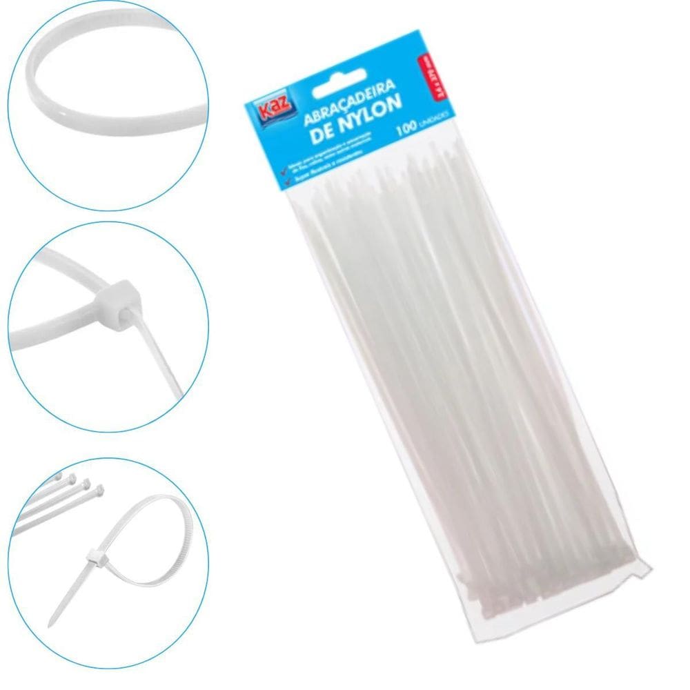 Abraçadeira Enforca Gato 100 Unidades 3.6 X 370Mm Branca