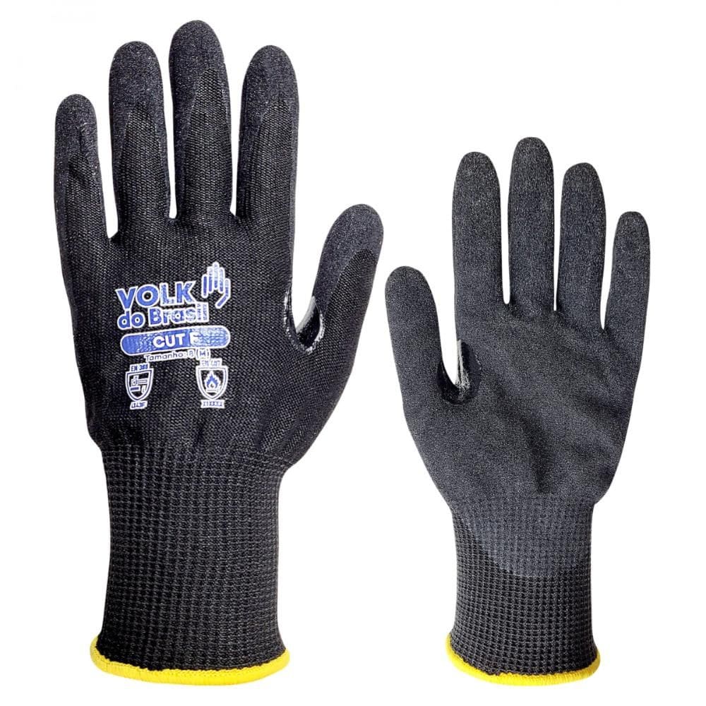 Kit 12 Luva de Segurança Térmica Anticorte Em Nitrila CUT F Com CA Volk